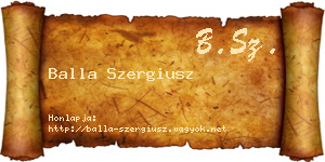 Balla Szergiusz névjegykártya